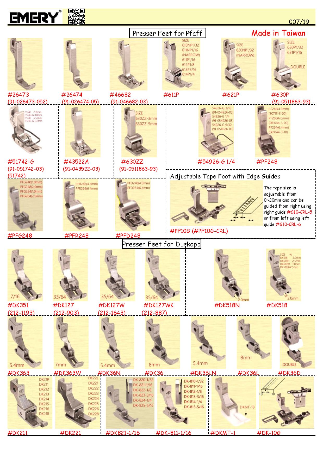 Presser Feet for Pfaff,43522A